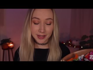 asmr inspecting your halloween candy  packaging sounds, light triggers, soft spoken